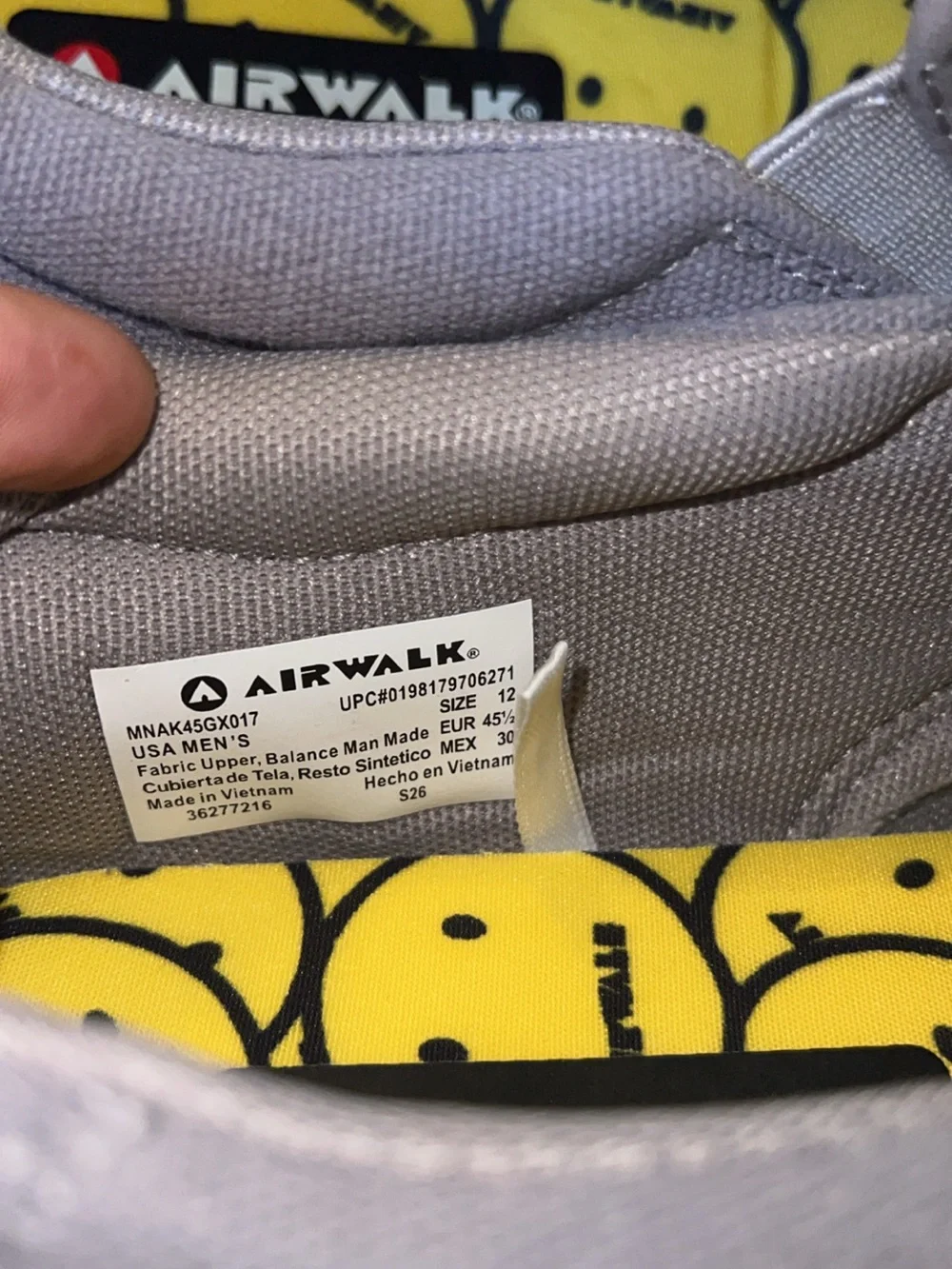 Airwalk Gray Canvas Slip-On Sneakers Men’s Size 12 Casual Skate Shoes